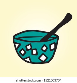 Doodle vector. Icons, background, ornament. Colored elements for logo, label, menu, cafe shop. Flat hand drawn isolated items.