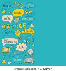 Doodle vector icons Foreing language learning
