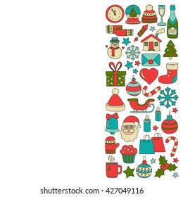 Doodle vector icons Merry christmas and happy new year