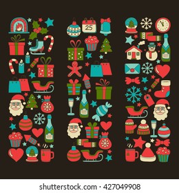 Doodle vector icons Merry christmas and happy new year