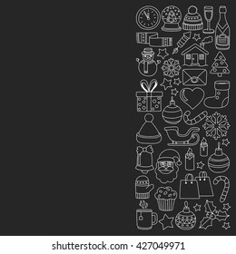 Doodle vector icons Merry christmas and happy new year