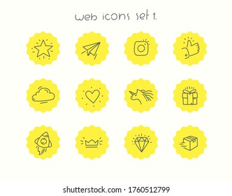 Doodle vector icons set isolated on white. Web icons set 1