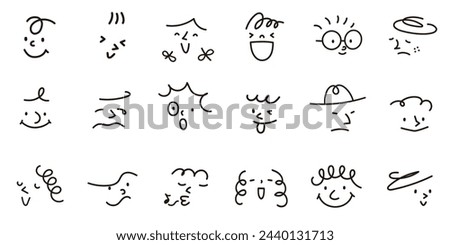 Doodle vector illustration of abstract children's faces with various expressions