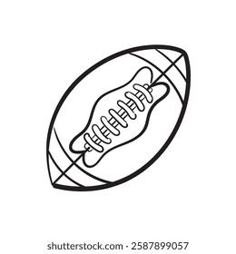 Doodle Vector Illustration of an American Football Ball in Cartoon Style. Isolated on white background. Fun cartoon style icon. Ideal creative sports-inspired projects.