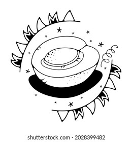 Doodle vector illustration with apricot. Isolated on a white background. Cute doodle illustrations.