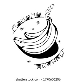 Doodle vector illustration with bananas. Isolated on white background.