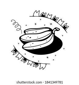 Doodle vector illustration with bananas. Isolated on white background.