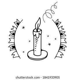 Ilustración del vector Doodle con vela. Aislado sobre fondo blanco.