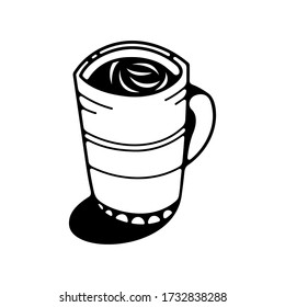 Ilustración vectorial Doodle con taza de café. Aislado sobre fondo blanco.