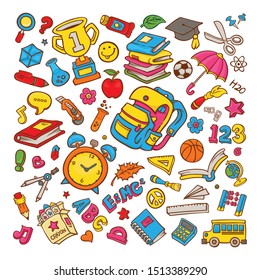 Doodle Vector Illustration Collection On School