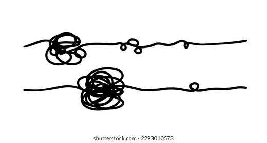 Doodle vector illustration with curve and chaotic lines. Hand drawn black messy strokes with scribbled round element