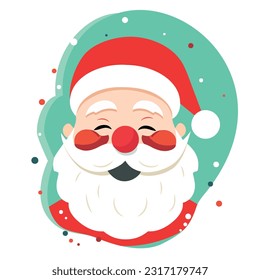 Doodle vector illustration of cute laughing Santa Clause. Icon in cartoon style. Christmas holiday card banner template design element