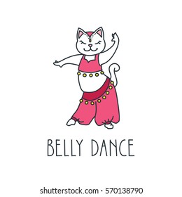 Doodle vector illustration of cute white belly dancer cat
