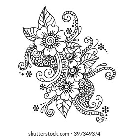 Doodle Vector Illustration Design Element. Flower Ornament.