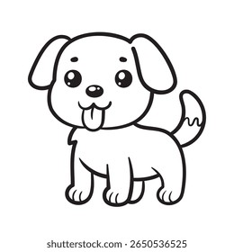 Doodle Vector Illustration of a Dog in Cartoon Style. Isolated on white background. Fun drawing cartoon style icon. Perfect for pet-themed, children's, or lifestyle design projects.