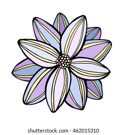 Doodle vector Illustration flower. Beautiful isolated. For greeting cards and innovation of wedding, birthday, mother's day, holiday Plant on background. Cloth design,wallpaper,wrapping. Eps10.