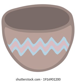 Doodle vector illustration of Flower Pot  with Ornament isolated on white. Spring season. Hand drawn simple element. For greeting card, poster, collage, wrapping, book illustration. Scandinavian style