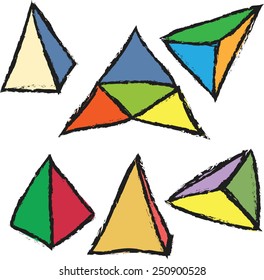 doodle vector illustration  grunge 3d pyramid