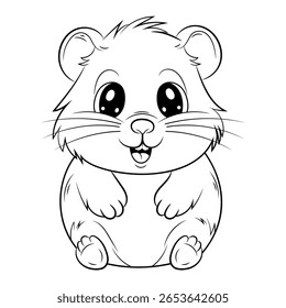 Doodle Vector Illustration of a Hamster in Cartoon Style. Isolated on white background. Perfect for pat-themed design projects, stickers and coloring book.