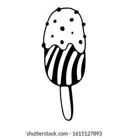 Doodle vector illustration with ice cream. Vector isolated sketch icons.