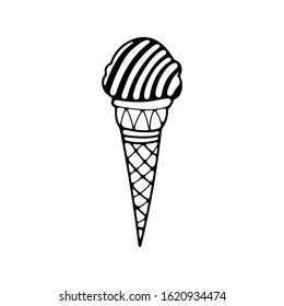 Doodle vector illustration with ice cream. Vector isolated sketch icons.