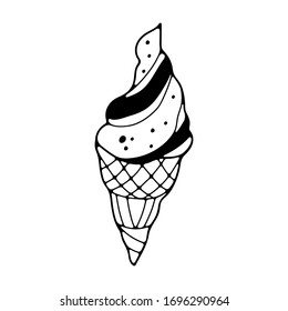 Ilustración vectorial con helado. Iconos de boceto aislado vectorial.