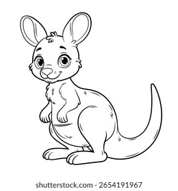 Doodle Vector Illustration of a Kangaroo in Cartoon Style. Isolated on white background. Perfect for animal-themed design projects, stickers and coloring book.