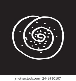 doodle vector illustration of pastry gogal for Nowruz holiday on black