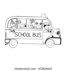 Similar Images, Stock Photos & Vectors of Drawing of school bus on ...