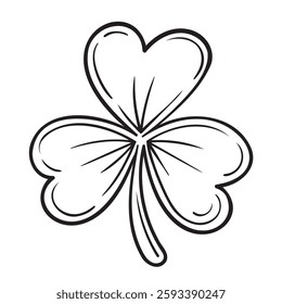 Doodle Vector Illustration of a Shamrock Leaf in Cartoon Style. Isolated on white background. Fun drawing cartoon style icon. Perfect for St. Patrick s Day, nature, or luck-related projects.