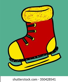 doodle Vector illustration with skates