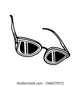 Doodle vector illustration with sunglasses. Vector isolated sketch icon.