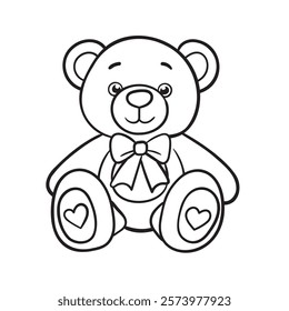 Doodle Vector Illustration of a Toy Bear in Cartoon Style. Isolated on white background. Fun drawing cartoon style icon. Perfect for children's designs, nursery decorations, baby shower invitations.