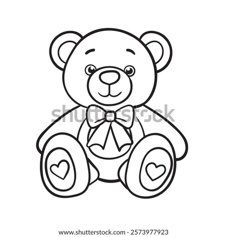 Doodle Vector Illustration of a Toy Bear in Cartoon Style. Isolated on white background. Fun drawing cartoon style icon. Perfect for children's designs, nursery decorations, baby shower invitations.