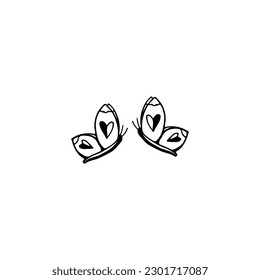 doodle vector illustration of two butterflies
