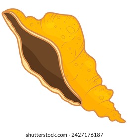 doodle vector illustration of yellow seashell