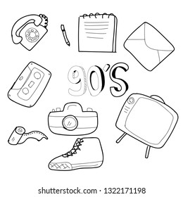 doodle vector item 90s