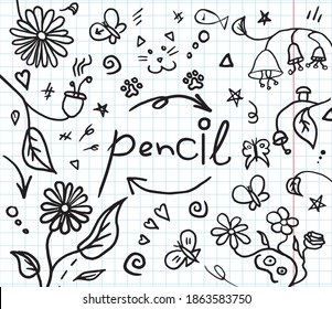 Doodle vector kids sketch kit paper school 