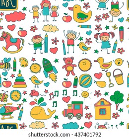 Doodle vector kindergarten elements