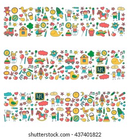 Doodle vector kindergarten elements