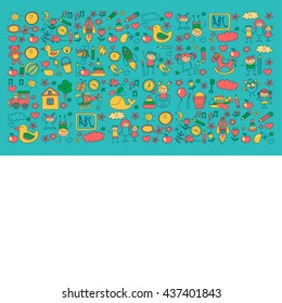 Doodle vector kindergarten elements