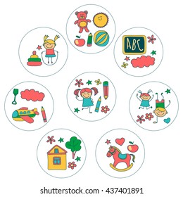 Doodle vector kindergarten elements