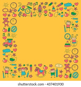 Doodle vector kindergarten elements