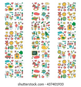 Doodle vector kindergarten elements