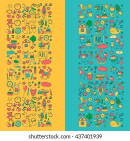 Doodle vector kindergarten elements
