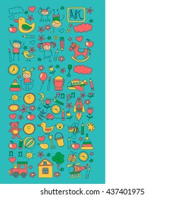 Doodle vector kindergarten elements