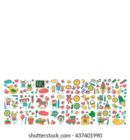 Doodle vector kindergarten elements