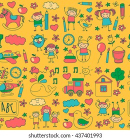 Doodle vector kindergarten elements