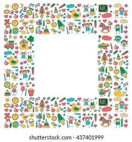 Doodle vector kindergarten elements