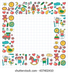 Doodle vector kindergarten elements